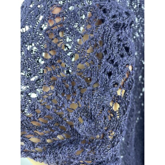 Eileen Fisher Open Knit Open Front Linen Metallic Longline Cardigan Womens Large - Picture 5 of 11